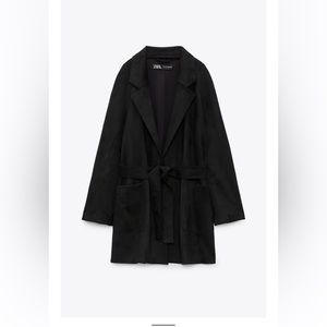 ZARA BELTED FAUX SUEDE JACKET